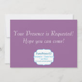 Paarse Chevron en Damask Princess Birthday Party Kaart (Achterkant)