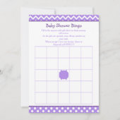 Paarse Chevron en Polka Dot Baby shower Bingo Kaart (Voorkant)