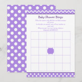 Paarse Chevron en Polka Dot Baby shower Bingo Kaart (Voorkant / Achterkant)