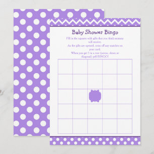 Paarse Chevron en Polka Dot Baby shower Bingo Kaart