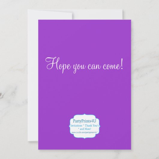 Paarse Chevron en roze Butterfly Birthday Party Kaart (Achterkant)