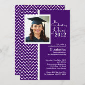 Paarse Chevron Fotogradatie Uitnodiging (Voorkant / Achterkant)
