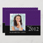 Paarse Chevron Fotogradatie Uitnodiging (Voorkant / Achterkant)