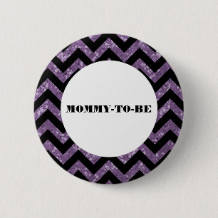 Paarse Chevron Glitter Baby shower Button