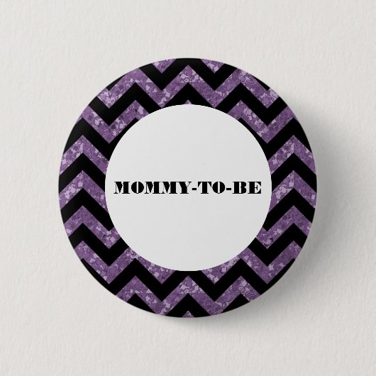 Paarse Chevron Glitter Baby shower Button (Voorkant)