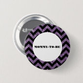 Paarse Chevron Glitter Baby shower Button (Voorkant /achterkant)