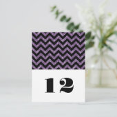 Paarse Chevron Glitter Table Briefkaart (Staand voorkant)