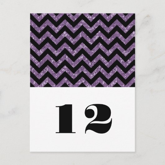 Paarse Chevron Glitter Table Briefkaart (Voorkant)