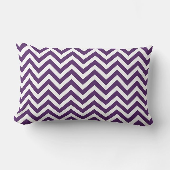 Paarse Chevron Lumbar Pillow Kussen (Voorkant)