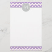 Paarse Chevron Monogram Stationery Briefpapier (Voorkant)