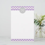 Paarse Chevron Monogram Stationery Briefpapier (Staand voorkant)