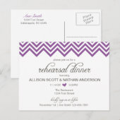 Paarse Chevron Oefendiner Uitnodigingskaart Uitnodiging Briefkaart (Voorkant / Achterkant)