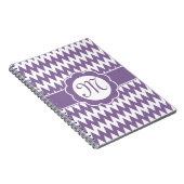Paarse Chevron Pattern & Monogram Flower Notitieboek (Rechterzijde)