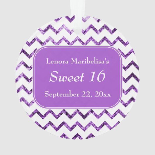 Paarse Chevron Pattern Sweet 16 Ornament (achterkant)