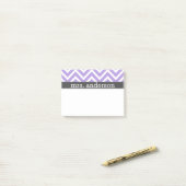 Paarse Chevron Post It Notes - Personaliseren (Op bureau)
