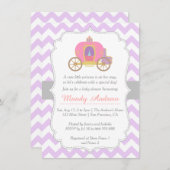 Paarse Chevron Princess Carriage, Girl Baby shower Kaart (Voorkant / Achterkant)