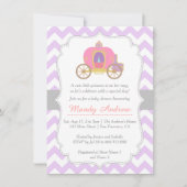 Paarse Chevron Princess Carriage, Girl Baby shower Kaart (Voorkant)