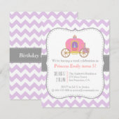 Paarse Chevron, prinses Carriage Birthday Party Kaart (Voorkant / Achterkant)