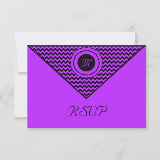Paarse Chevron RSVP Kaartje (Voorkant)