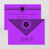 Paarse Chevron RSVP Kaartje (Voorkant / Achterkant)