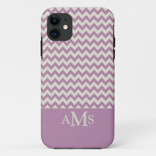 Paarse Chevron Stripe 3 Monogram Case-Mate iPhone Case