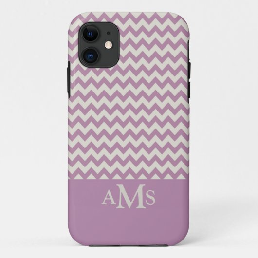 Paarse Chevron Stripe 3 Monogram Case-Mate iPhone Case (Achterkant)