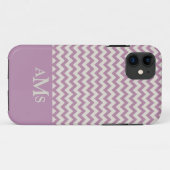 Paarse Chevron Stripe 3 Monogram Case-Mate iPhone Case (Achterkant (horizontaal))