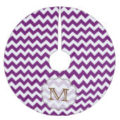 Paarse Chevron Stripe Monogram Initialen boomrok Kerstboom Rok (Voorkant)