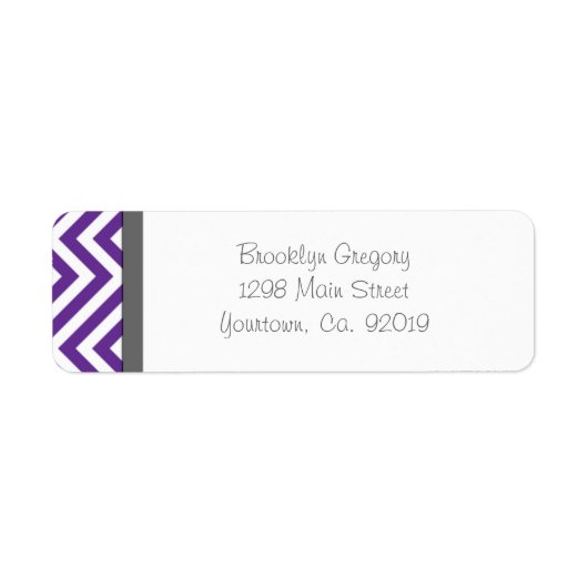Paarse Chevron Stripe Retouradreslabel Etiket (Voorkant)