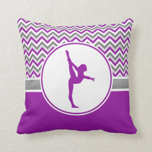 Paarse Chevron Stripes Gymnastiek met monogram Kussen