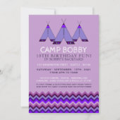 Paarse Chevron Tipi, Camping Birthday Kaart (Voorkant)