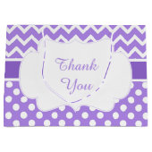 Paarse Chevron & Witte Polka Dots Baby shower Groot Cadeauzakje (Voorkant)