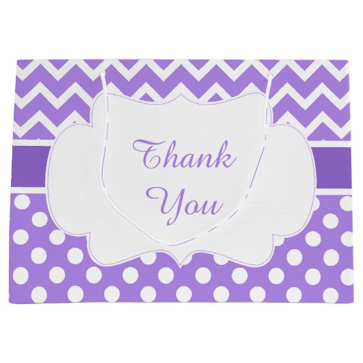 Paarse Chevron & Witte Polka Dots Baby shower Groot Cadeauzakje (Voorkant)