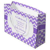 Paarse Chevron & Witte Polka Dots Baby shower Groot Cadeauzakje (Achterkant Gekanteld)