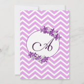 Paarse ChevronModern met bloembloemuitnodiging Kaart (Achterkant)