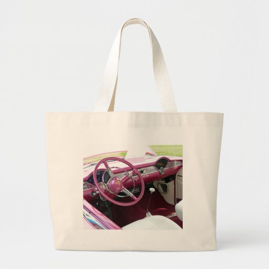 Paarse Chevy Bel Air Grote Tote Bag (Voorkant)