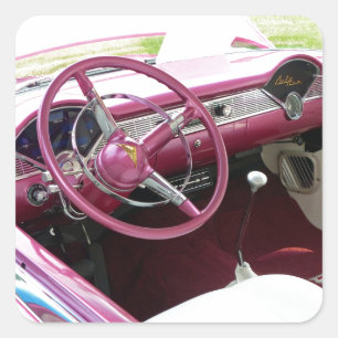 Paarse Chevy Bel Air Vierkante Sticker