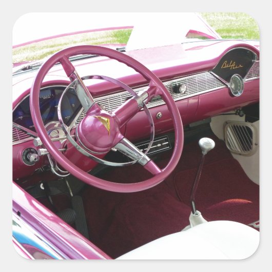 Paarse Chevy Bel Air Vierkante Sticker (Voorkant)