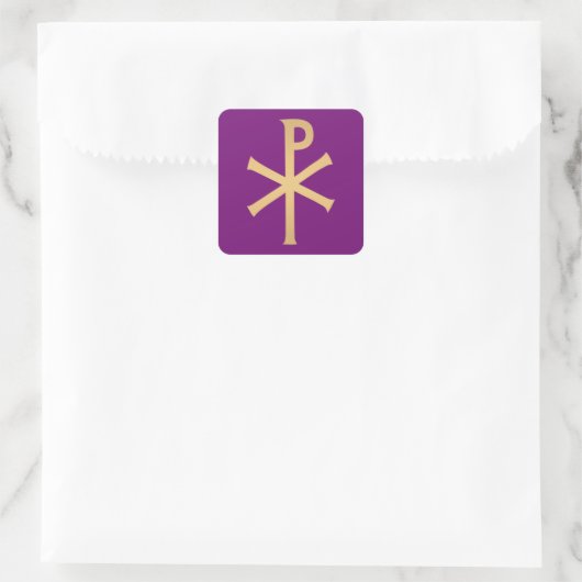 Paarse Chi Rho Vierkante Sticker (Tas)