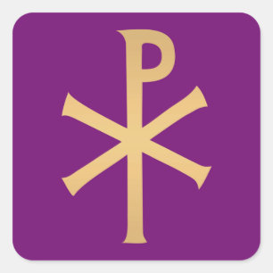 Paarse Chi Rho Vierkante Sticker