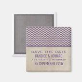 Paarse Chic Chevron sparen de Magnet van de Datum (Voorkant / Achterkant)