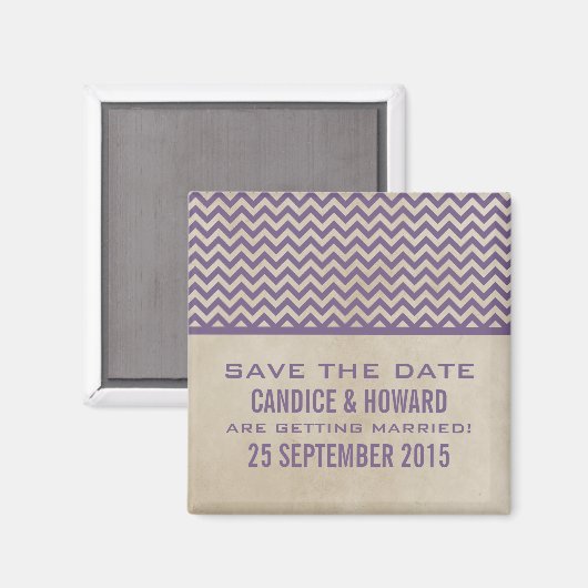 Paarse Chic Chevron sparen de Magnet van de Datum (Voorkant / Achterkant)