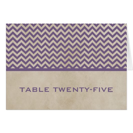 Paarse Chic Chevron Table Number Kaart (Voorkant Horizontaal)
