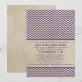 Paarse Chic Chevron Wedding Invite Kaart (Voorkant / Achterkant)
