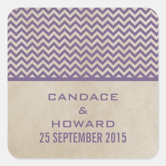 Paarse Chic Chevron Wedding Stickers (Voorkant)