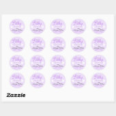 Paarse Chic Damask Baby shower Sticker (Vel)