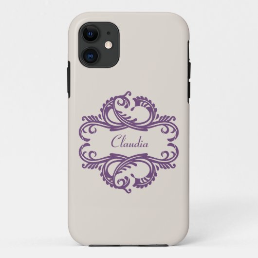 Paarse Chic Damask BT iPhone 5 Hoesje (Achterkant)