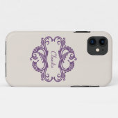Paarse Chic Damask BT iPhone 5 Hoesje (Achterkant (horizontaal))