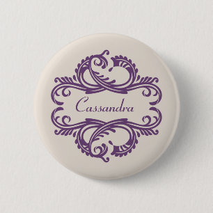 Paarse Chic Damask Button