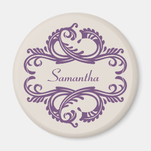 Paarse Chic Damask Magnet